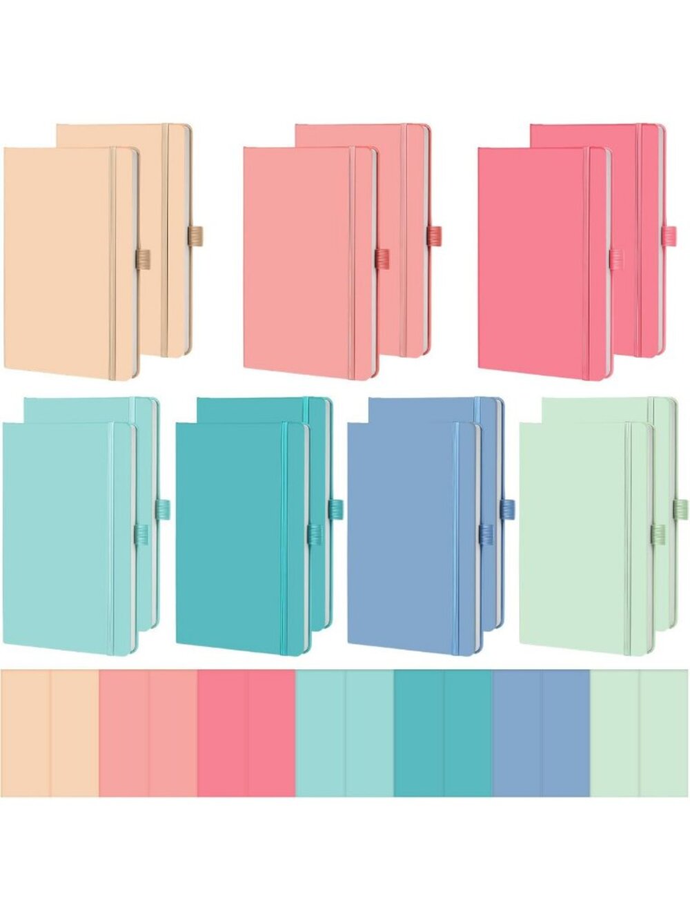 14-Pack A5 Hardcover Lined Journals, Rococo Color, Bulk Notebooks for Writing